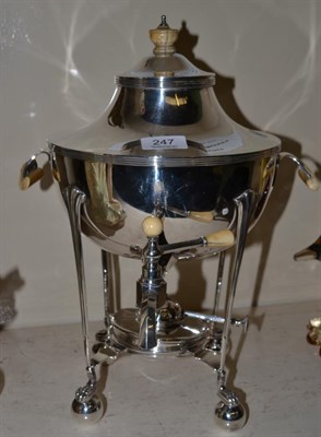 Lot 247 - A 19th century silver plated and ivory Samovar with stag crest