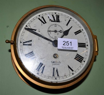 Lot 251 - Smiths Empire brass-cased bulkhead ship's clock