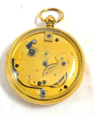 Lot 288 - An 18ct gold open faced pocket watch