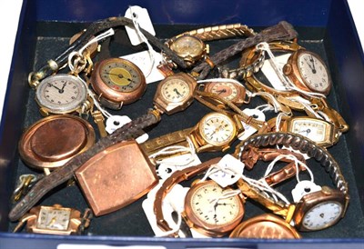 Lot 290 - A quantity of ladies 9ct gold wristwatches and a ladies wristwatch stamped '14K'