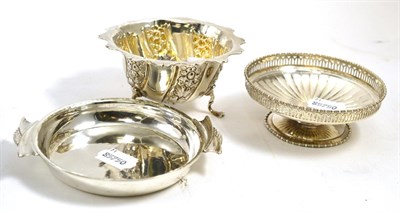 Lot 316 - Two silver dishes and a silver sugar bowl