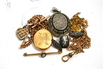 Lot 318 - A graduated albert, a curb link chain and a Victorian locket etc