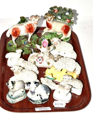 Lot 343 - Quantity of 19th century Staffordshire sheep and ram models