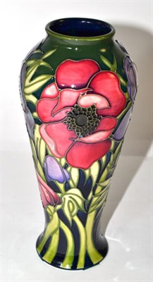 Lot 353 - A modern Moorcroft vase, 'Anemone Tribute' pattern, 20cm high (boxed)