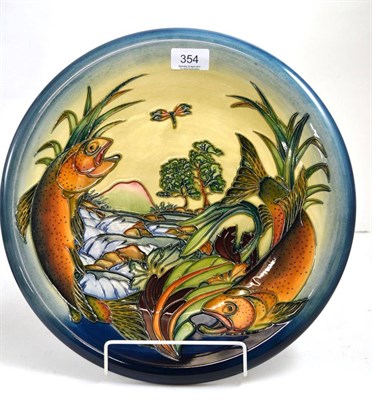 Lot 354 - A modern Moorcroft charger, 'Trout' pattern, 36cm diameter (boxed)