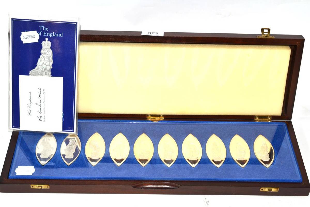 Lot 373 - Cased set of Danbury Mint silver medallions 'The Queen's Beasts'