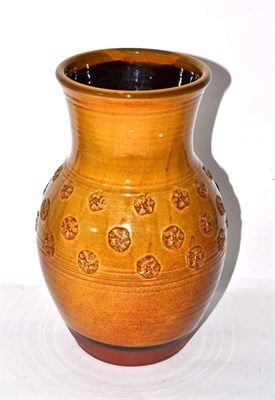 Lot 376 - Coxwold pottery bronze colour baluster vase