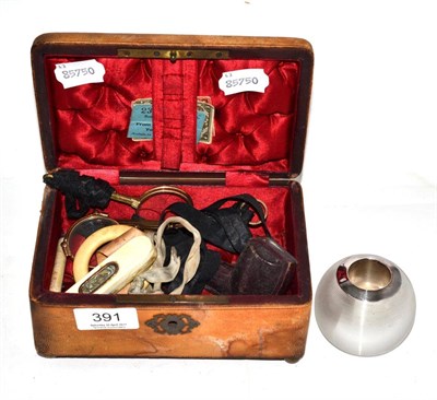 Lot 391 - A small group of curiosities including a 19th century yellow metal mounted ivory case; an S...