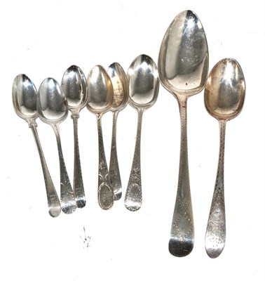 Lot 393 - A small group of bright cut silver spoons, various dates and makers