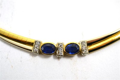 Lot 411 - Fancy necklace set with diamonds and sapphires, stamped '750'