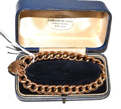 Lot 415 - Curb link bracelet with 9ct gold padlock clasp