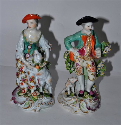 Lot 424 - Pair of 19th century Derby figures of a shepherd and shepherdess (a.f.)