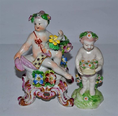 Lot 433 - A 19th century Derby figure of a putti, together with Bow example