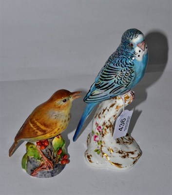 Lot 436 - A Royal Worcester model of a Budgerigar together with a Royal Worcester model of a thrush (2)