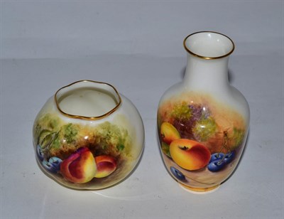 Lot 439 - Two Royal Worcester fruit painted vases by G Delaney and L Maybury