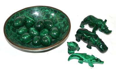 Lot 456 - A group of carved and worked malachite