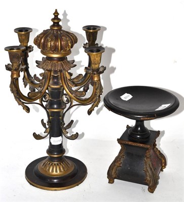 Lot 474 - A 19th century boullework and ebonised stand; together with a candelabra (2)