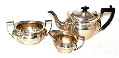 Lot 480 - Silver three piece tea set, Sheffield