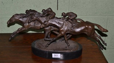 Lot 501 - A bronze of horse and jockey