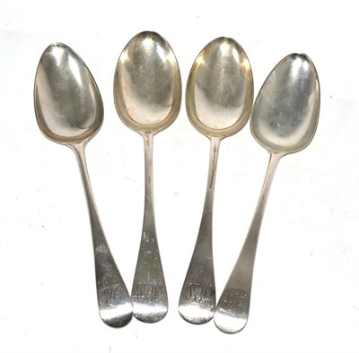 Lot 512 - Set of four George III silver table spoons