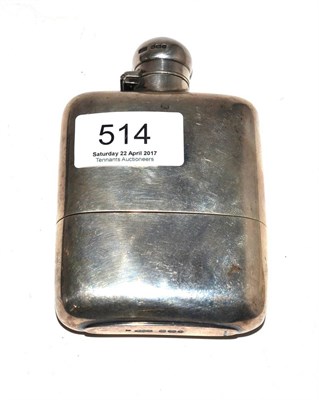 Lot 514 - Silver hip flask with bayonet fitting and detachable cup