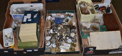 Lot 530 - A quantity of pocket watch movements etc (in three boxes)