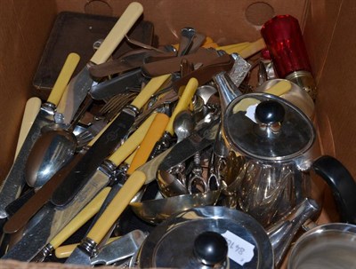 Lot 1000 - A collection of silver plate and EPNS wares with a teaset and cranberry sugar caster etc (qty)