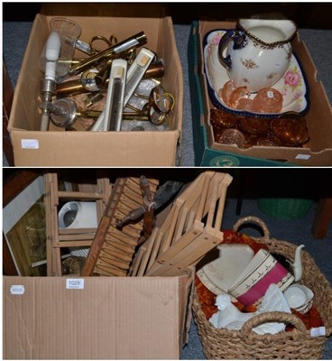 Lot 1029 - A quantity of miscellaneous items including light fittings, ceramics, jug and bowl etc (qty)