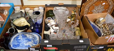 Lot 1031 - A quantity of assorted plated wares, assorted ceramics, household items etc (in four boxes)