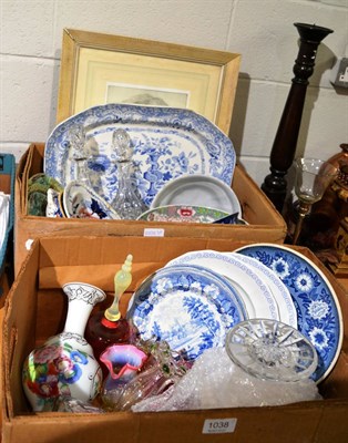 Lot 1038 - Two boxes of glass and ceramics