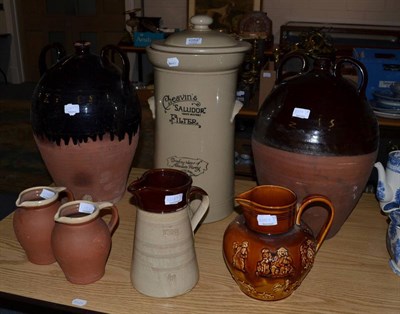 Lot 1059 - A group of 19th stoneware including water filter, pair of amphora form water jars etc