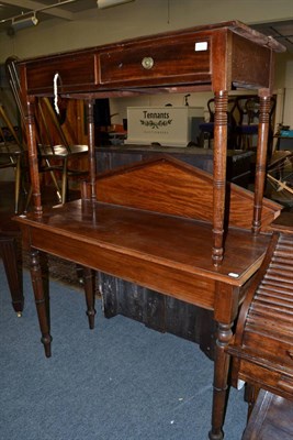 Lot 1086 - An early Victorian mahogany side table, with architectural pediment  above a plain frieze,...