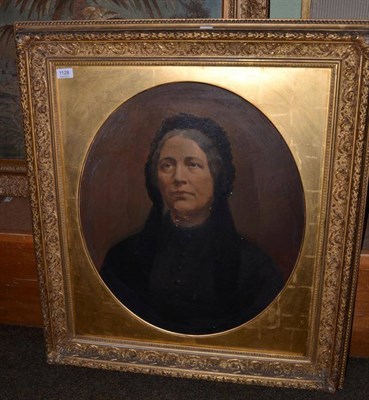 Lot 1128 - 19th century school, a portrait of a lady, oil on canvas, framed in the oval in a gilt frame