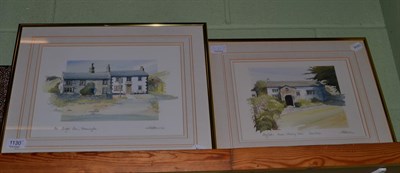 Lot 1130 - Geoffrey Cowton (20th century) watercolour, 'Brigflatte Quaker Meeting House and 'The Bridge...