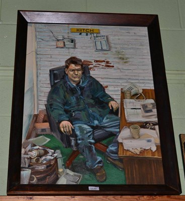 Lot 1132 - David Vincent Wheeler (British, born 1970), Steven Kitching, proprietor 1997, oil on canvas, framed