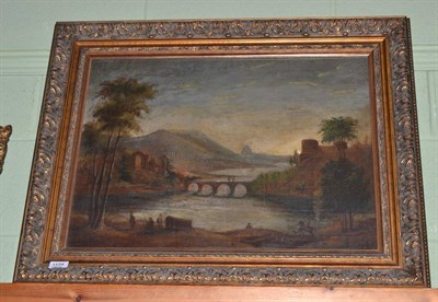 Lot 1134 - English School (early 19th century) River landscape in the manner of Claude Lorrain, oil on canvas