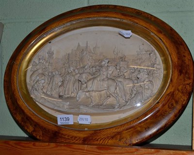 Lot 1139 - A French people plaque, Medieval procession 'Justin'