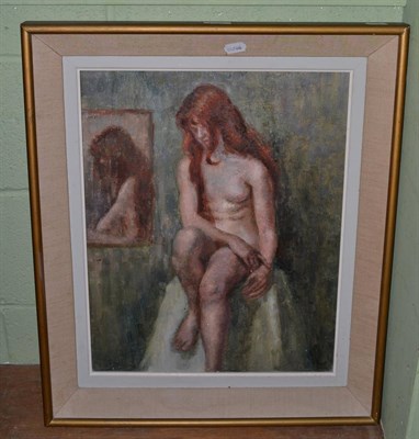 Lot 1145 - Sonya Mervin (20th century) ";Nude"; bears inscribed artists of Chelsea label verso, oil on canvas