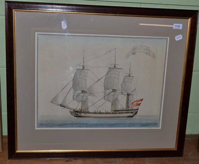 Lot 1146 - A hand coloured print, profile of a ship 'Nave il Cesare l'Augusto'