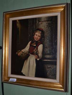 Lot 1153 - 19th century school, flower girl, oil on canvas