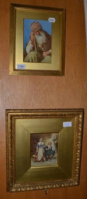 Lot 1154 - M.A.D. (?), watercolour interior scene and H.A. Dawes, watercolour of a Middle Eastern man (2)