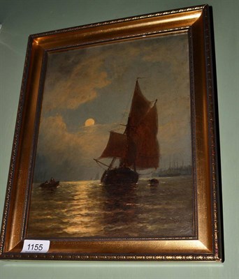 Lot 1155 - G Stainton, Moonlight on the Thames, oil on canvas