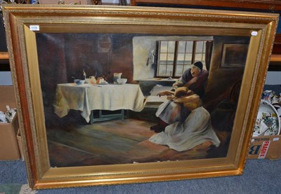 Lot 1178 - Jean Christie, figures in an interior, oil on canvas, signed and dated 1979