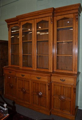 Lot 1182 - A Victorian oak breakfront bookcase