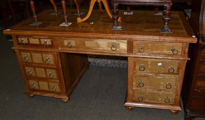 Lot 1221 - A Flagstone Collection oak pedestal desk by Barker & Stonehouse