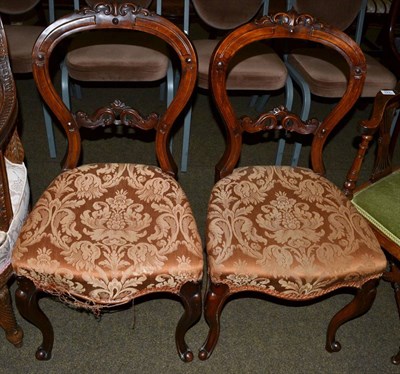 Lot 1230 - Pair of Victorian balloon back dining chairs