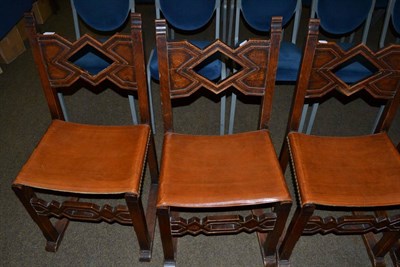 Lot 1238 - A set of six French oak dining chairs