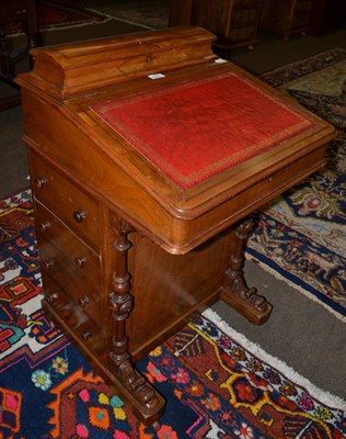 Lot 1241 - A Victorian walnut davenport desk, leather inset, gilt tooled, hinged stationary compartment