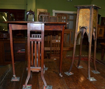 Lot 1247 - A 19th century plant stand, together with a Pembroke table of similar date