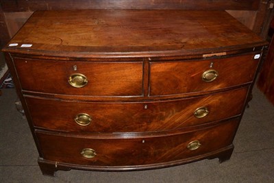 Lot 1253 - A George III mahogany bow fronted three height chest of drawers